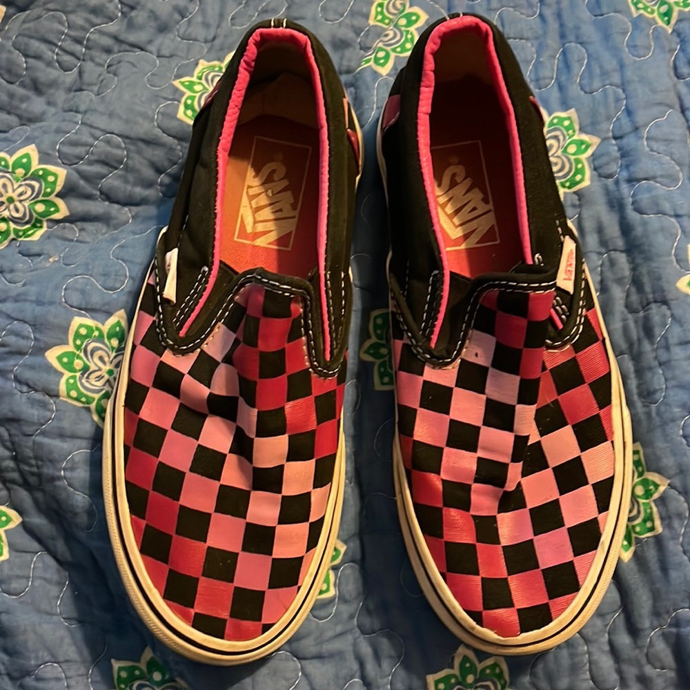 Pink Checkered Slip On Vans!